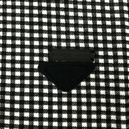 PRADA Black White Gingham Triangle Logo Polo UJM730 Size M
