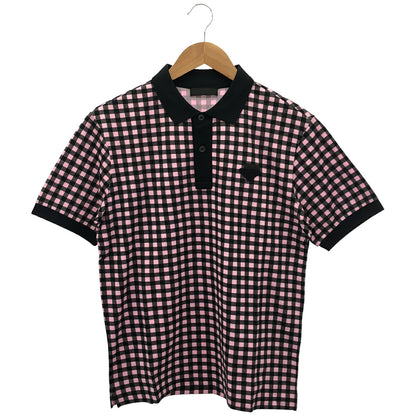 PRADA Pink Gingham Triangle Logo Polo UJM730 Size M