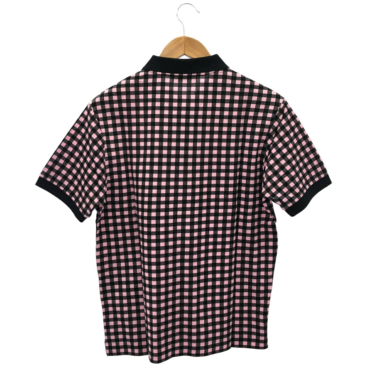 PRADA Pink Gingham Triangle Logo Polo UJM730 Size M