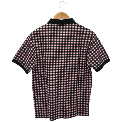 PRADA Pink Gingham Triangle Logo Polo UJM730 Size M