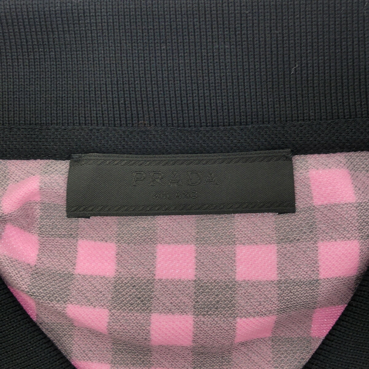 PRADA Pink Gingham Triangle Logo Polo UJM730 Size M