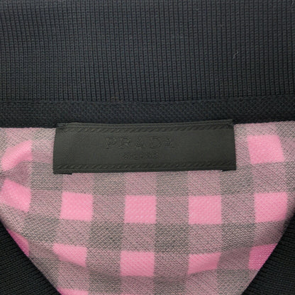 PRADA Pink Gingham Triangle Logo Polo UJM730 Size M