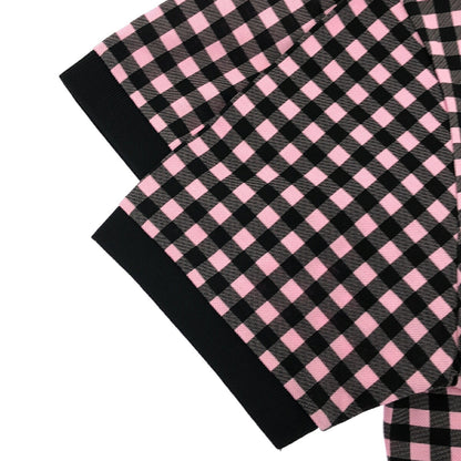 PRADA Pink Gingham Triangle Logo Polo UJM730 Size M