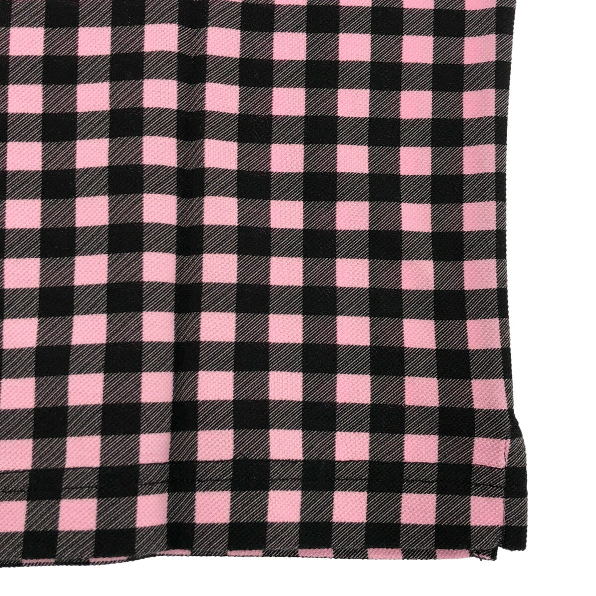 PRADA Pink Gingham Triangle Logo Polo UJM730 Size M