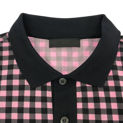 PRADA Pink Gingham Triangle Logo Polo UJM730 Size M