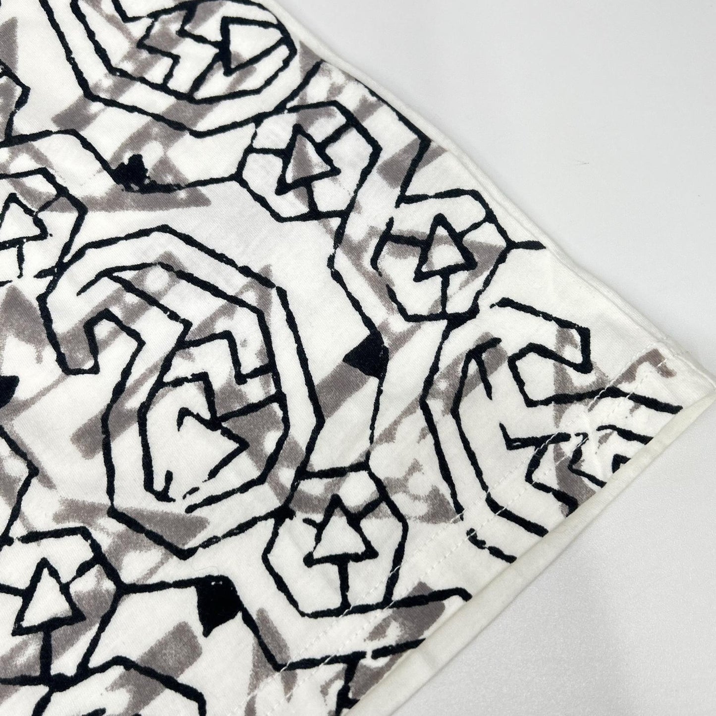 PRADA White All-Over Triangle Logo V-Neck T-Shirt Size S