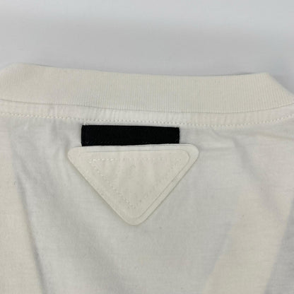 PRADA White All-Over Triangle Logo V-Neck T-Shirt Size S