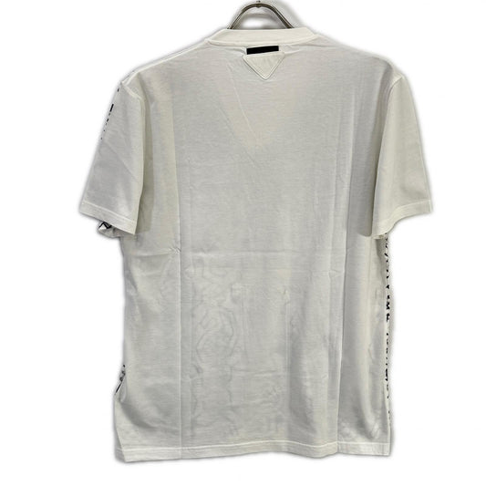 PRADA White All-Over Triangle Logo V-Neck T-Shirt Size S