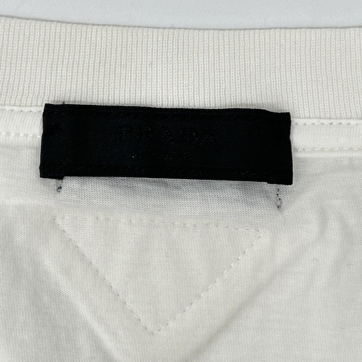 PRADA White All-Over Triangle Logo V-Neck T-Shirt Size S