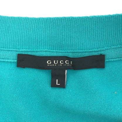 GUCCI Blue Crest Logo Cotton Knit Cardigan 216268 Size L