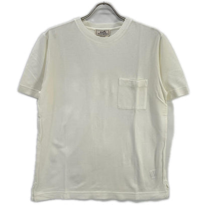 HERMES White H Embroidery Pocket Pique T-Shirt Size S