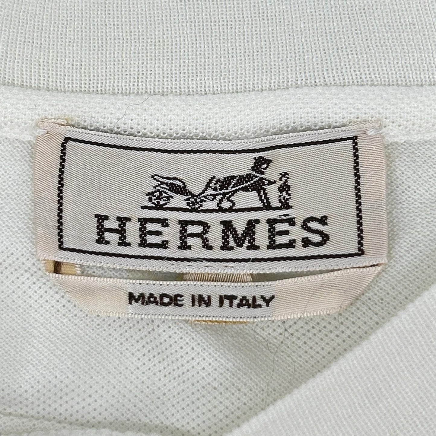 HERMES White H Embroidery Pocket Pique T-Shirt Size S