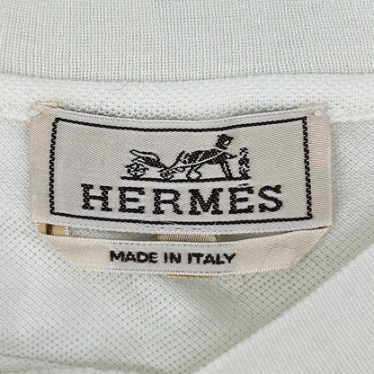 HERMES White H Embroidery Pocket Pique T-Shirt Size S