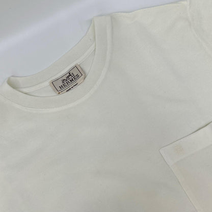 HERMES White H Embroidery Pocket Pique T-Shirt Size S