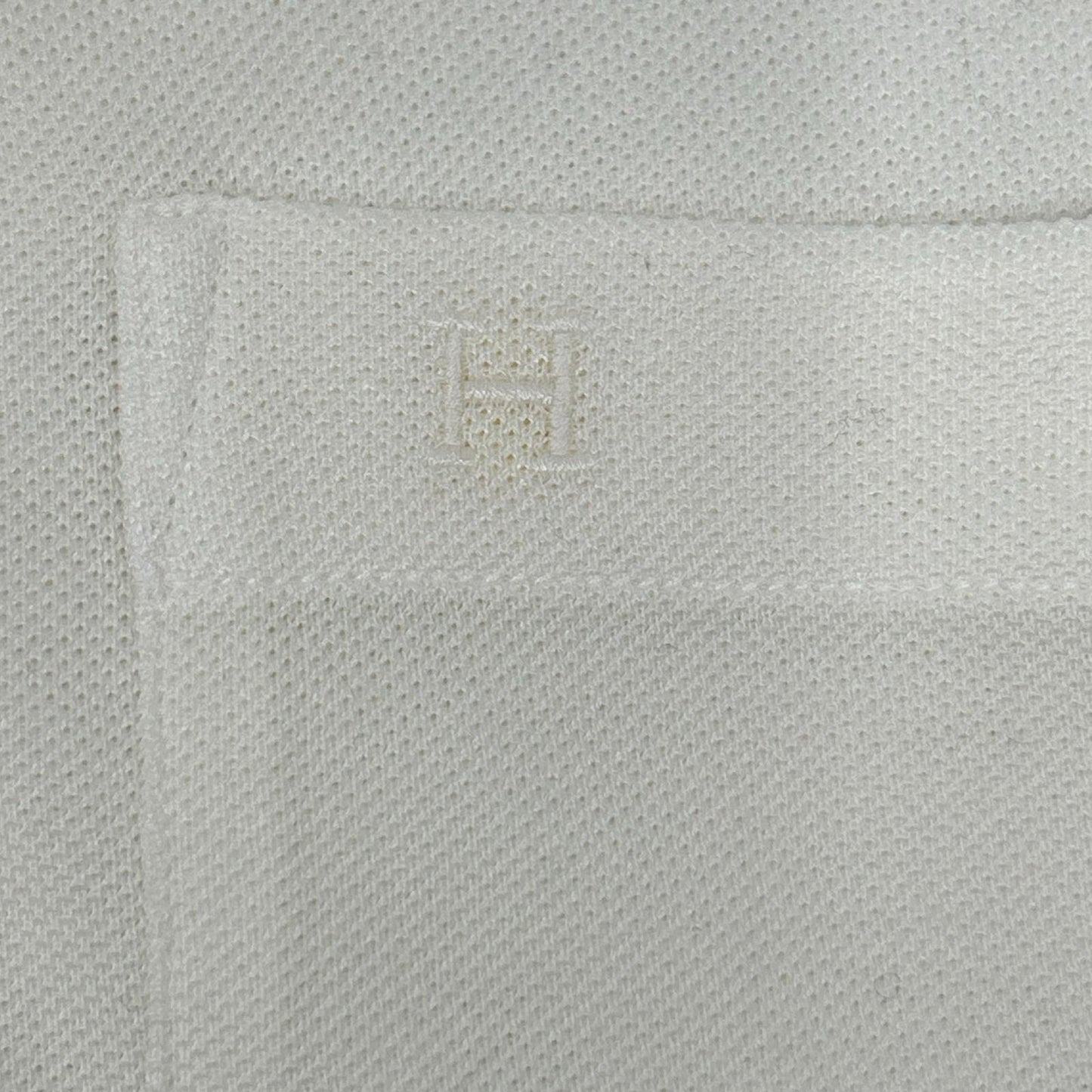 HERMES White H Embroidery Pocket Pique T-Shirt Size S