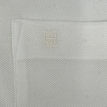 HERMES White H Embroidery Pocket Pique T-Shirt Size S