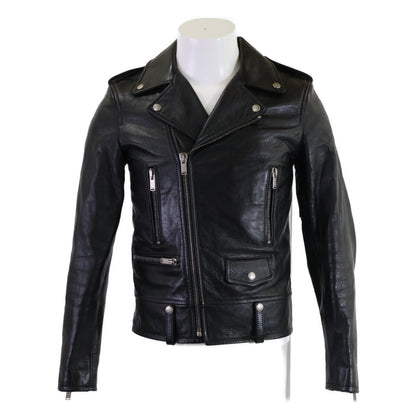 SAINT LAURENT PARIS Calfskin Double Jacket Black Size 44