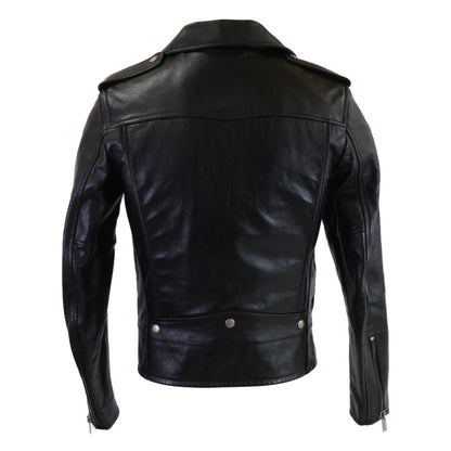 SAINT LAURENT PARIS Calfskin Double Jacket Black Size 44