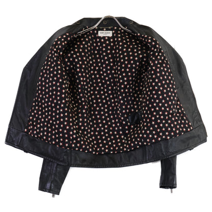 SAINT LAURENT PARIS Calfskin Double Jacket Black Size 44