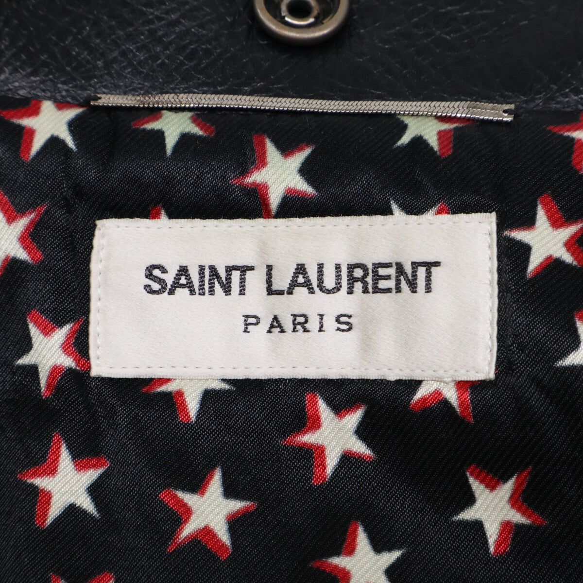 SAINT LAURENT PARIS Calfskin Double Jacket Black Size 44