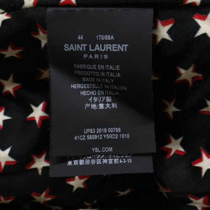 SAINT LAURENT PARIS Calfskin Double Jacket Black Size 44