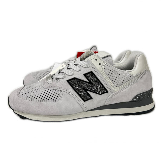 NEW BALANCE Light Gray Swarovski Logo Sneakers Size 28