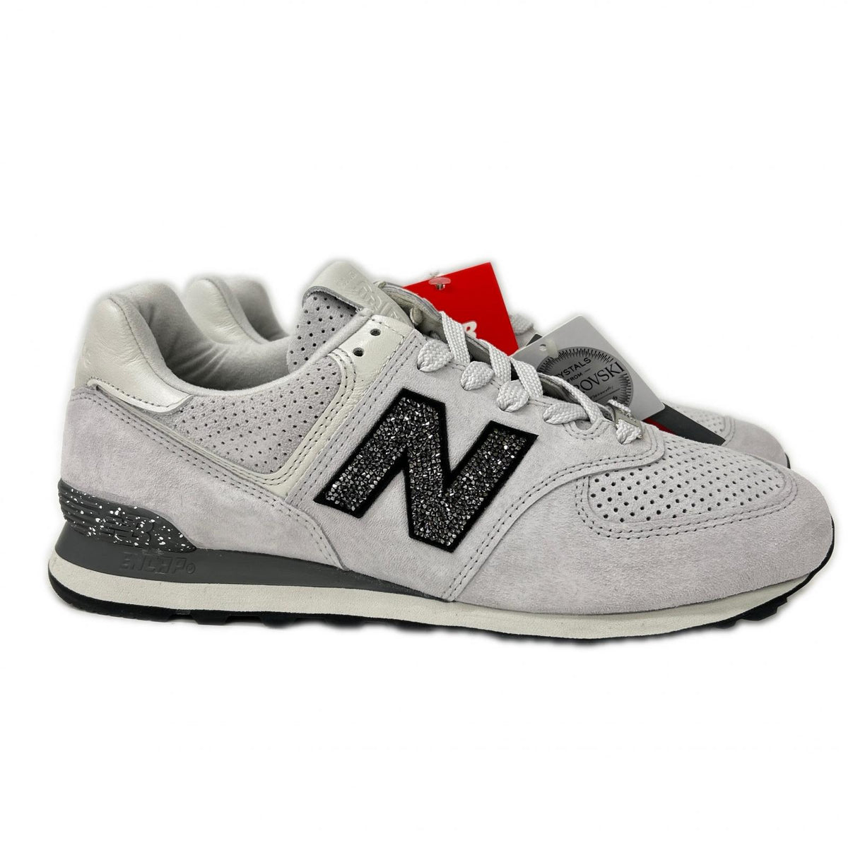NEW BALANCE Light Gray Swarovski Logo Sneakers Size 28