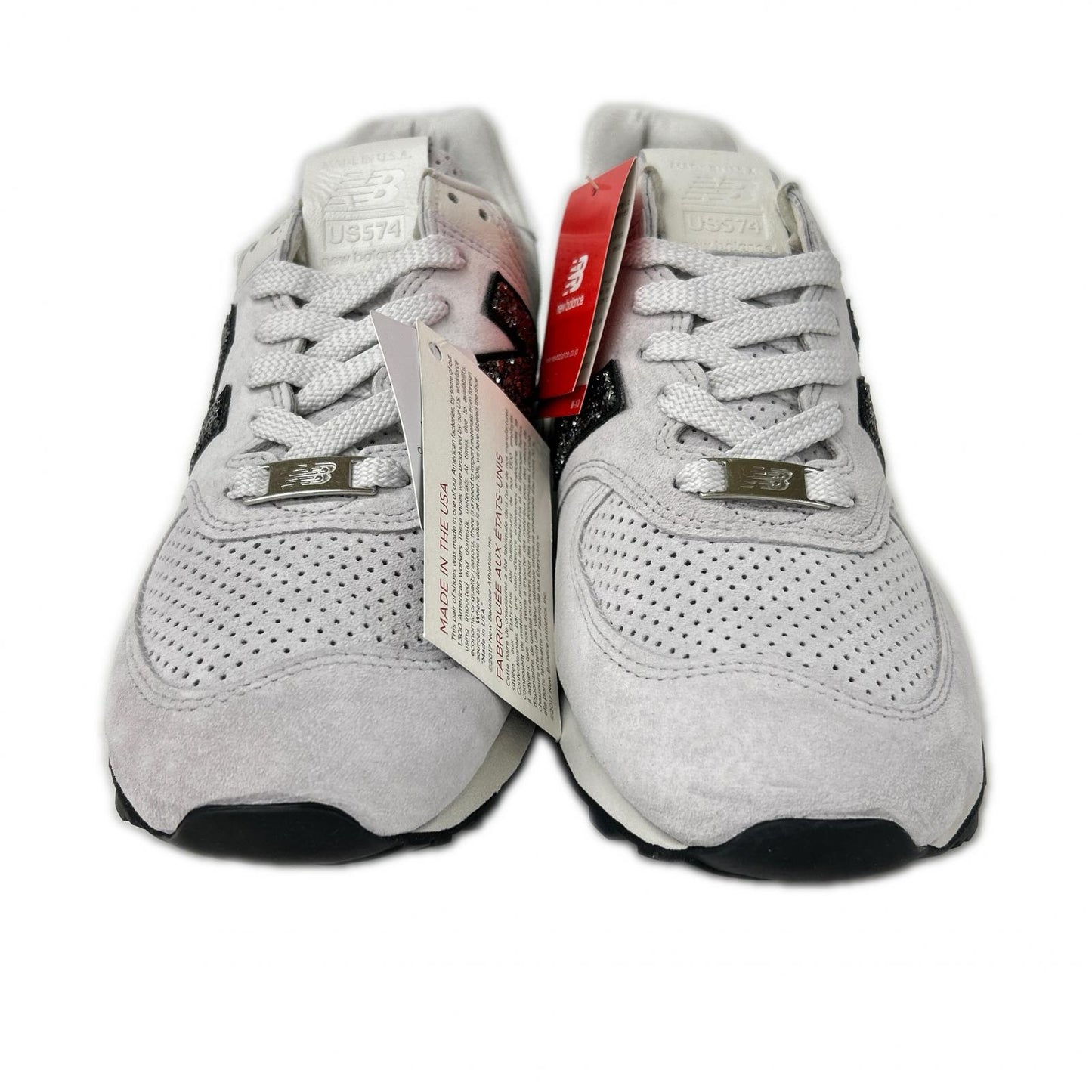 NEW BALANCE Light Gray Swarovski Logo Sneakers Size 28