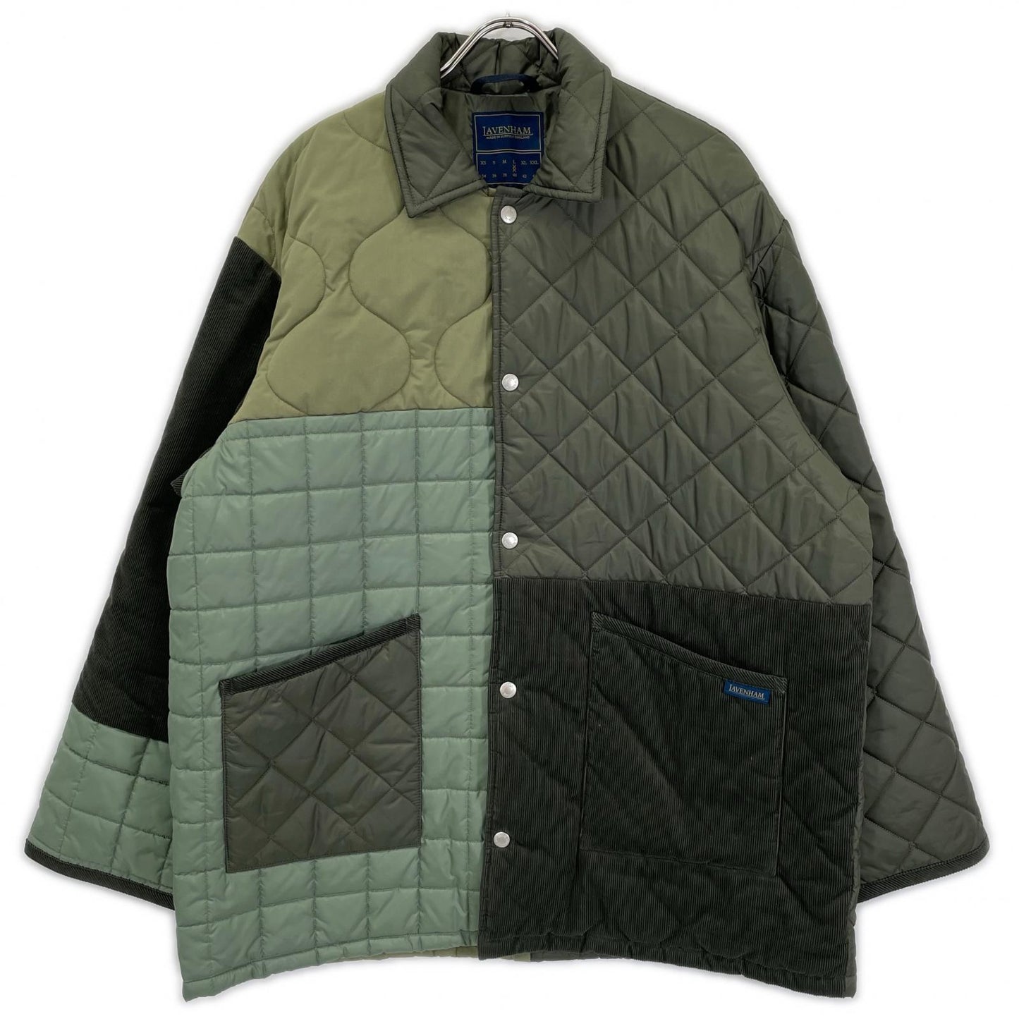 LAVENHAM Khaki Patchwork Oversized Denham Jacket Size L