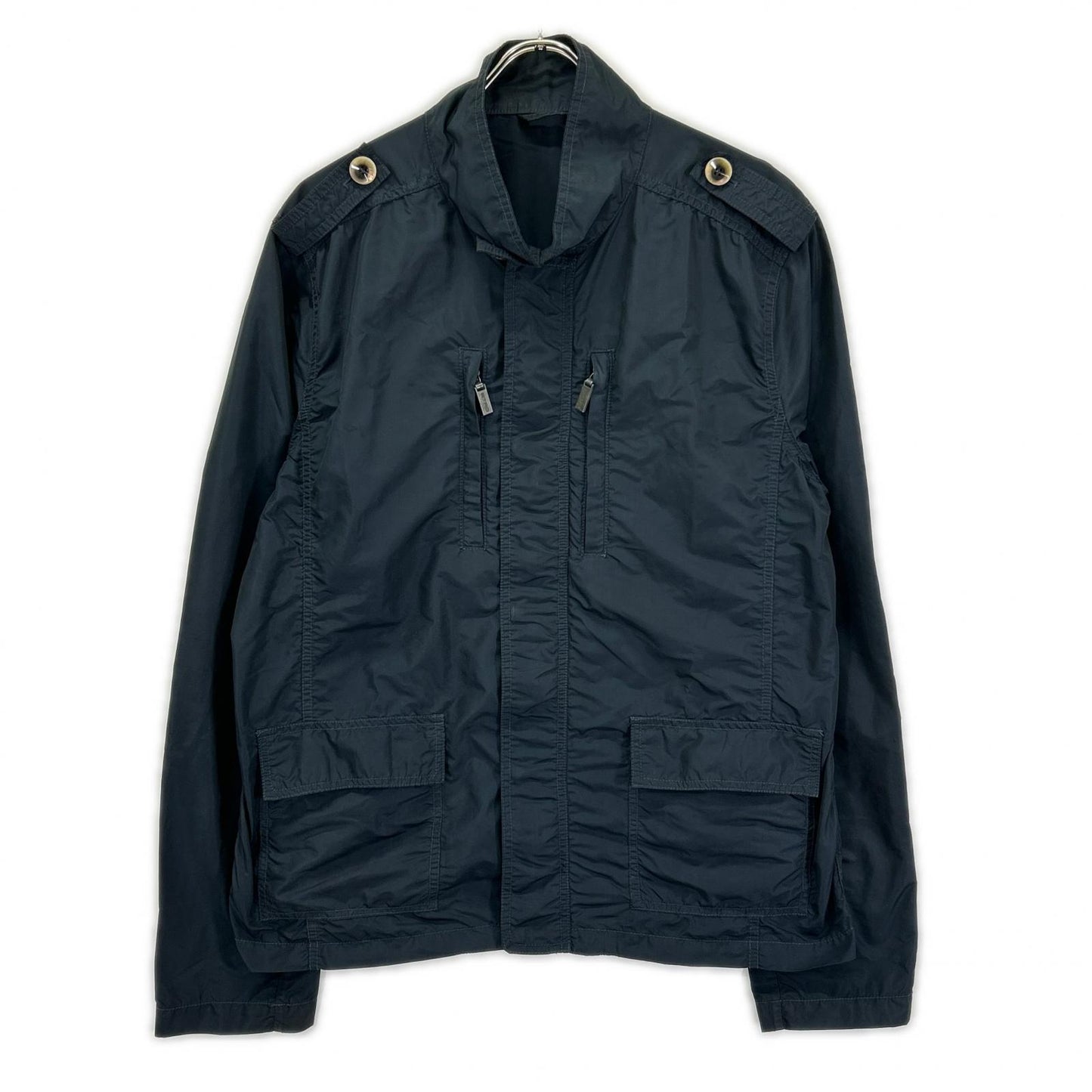 ETRO Navy Nylon Military Jacket Size XL