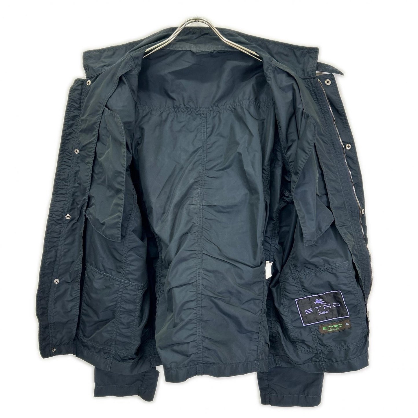 ETRO Navy Nylon Military Jacket Size XL