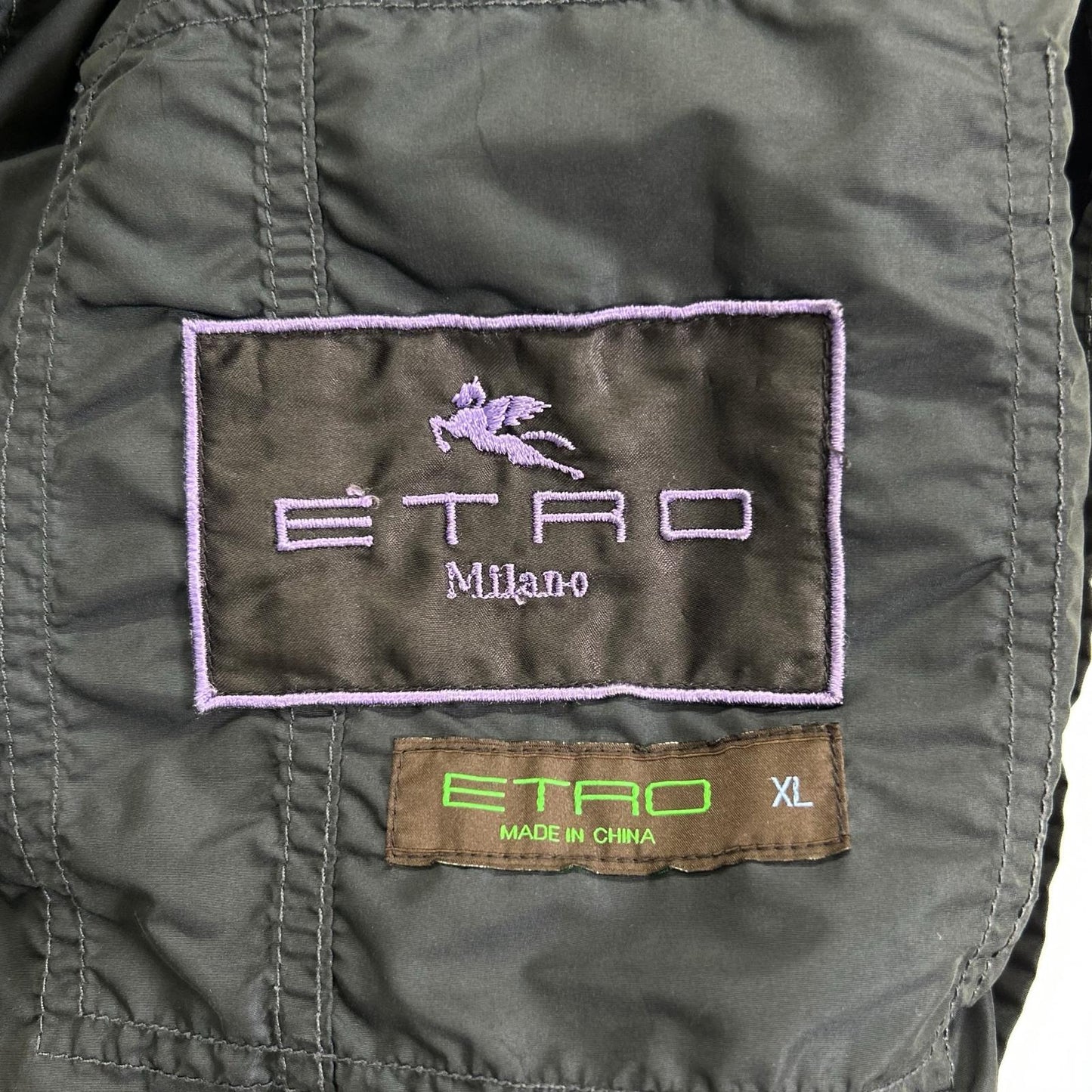 ETRO Navy Nylon Military Jacket Size XL
