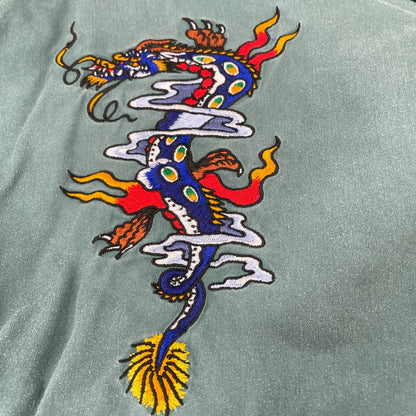 Tsurusha Dragon Embroidered Rayon Pajama Set Green Suit Size L