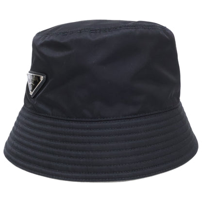 PRADA 2022 Re-Nylon Triangle Logo Bucket Hat Black Size M