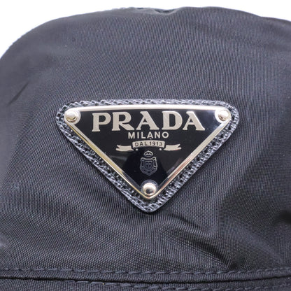 PRADA 2022 Re-Nylon Triangle Logo Bucket Hat Black Size M