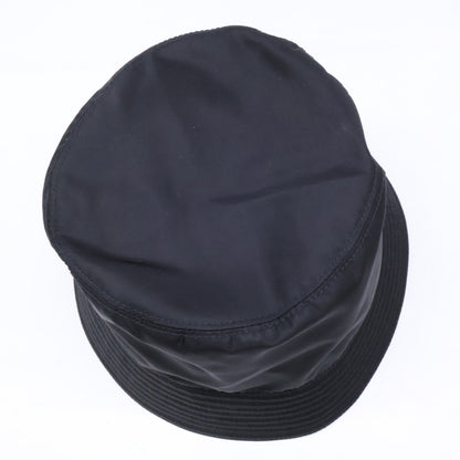 PRADA 2022 Re-Nylon Triangle Logo Bucket Hat Black Size M