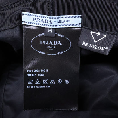 PRADA 2022 Re-Nylon Triangle Logo Bucket Hat Black Size M