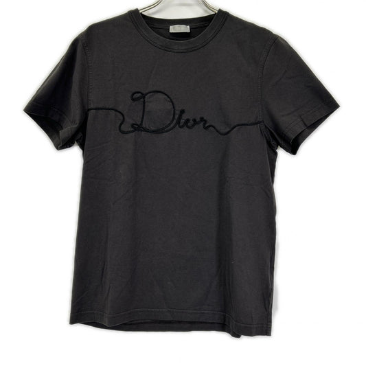 DIOR Ribbon Detail Crewneck T-Shirt Charcoal Size L