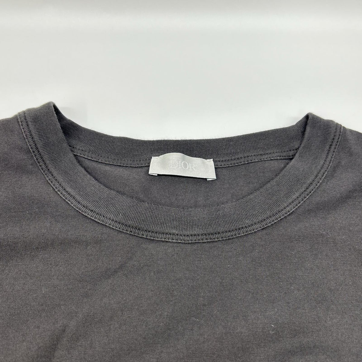 DIOR Ribbon Detail Crewneck T-Shirt Charcoal Size L