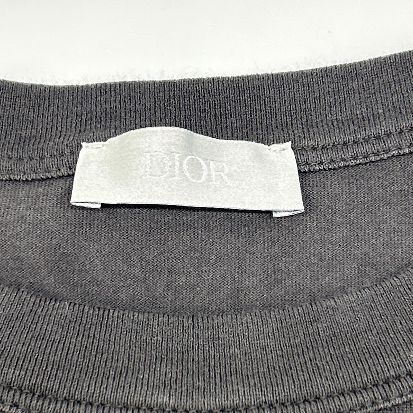 DIOR Ribbon Detail Crewneck T-Shirt Charcoal Size L