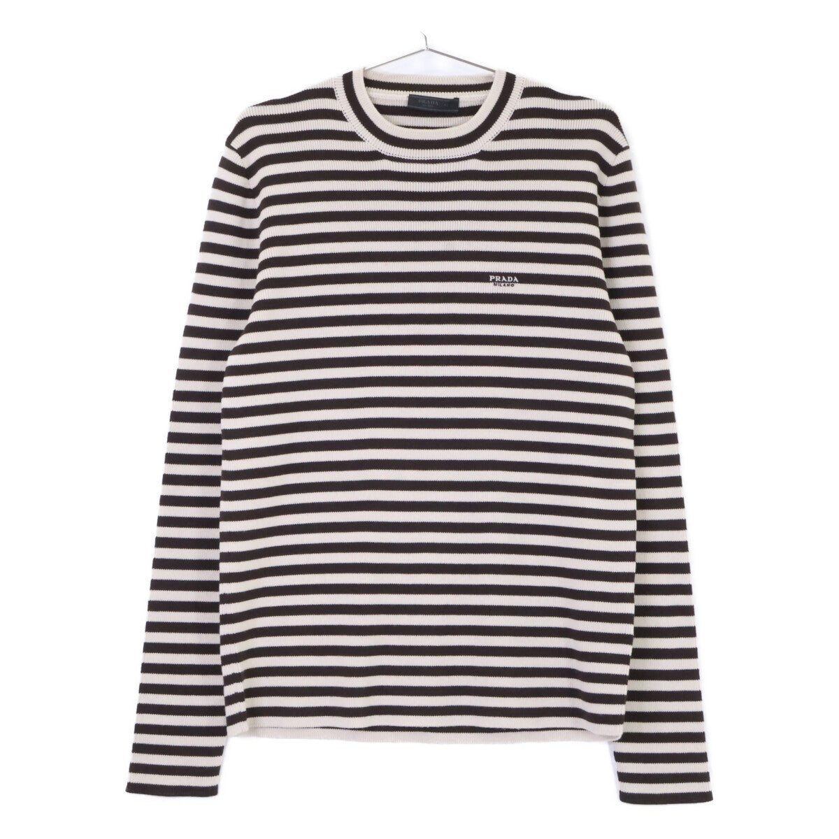 PRADA Brown/Beige Border Logo Wool Sweater Size 50