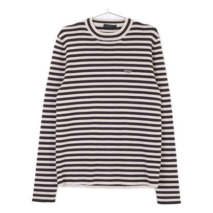 PRADA Brown/Beige Border Logo Wool Sweater Size 50