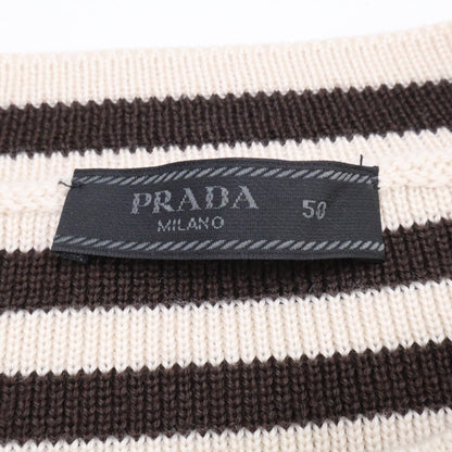 PRADA Brown/Beige Border Logo Wool Sweater Size 50