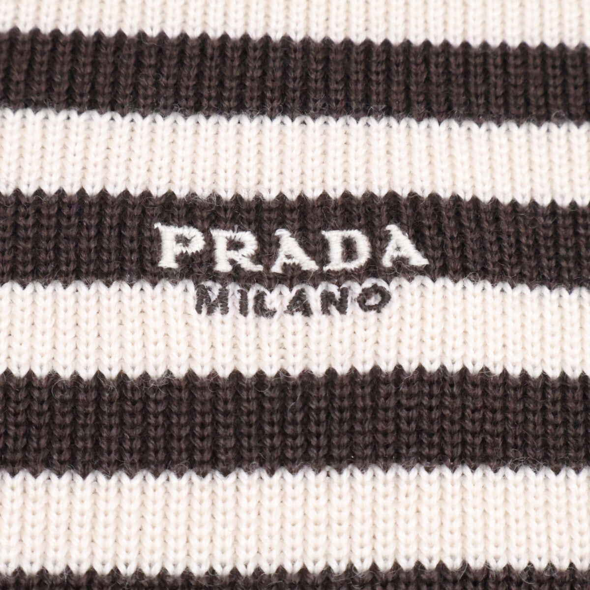 PRADA Brown/Beige Border Logo Wool Sweater Size 50