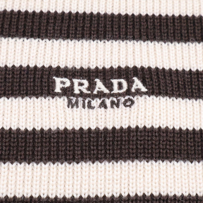 PRADA Brown/Beige Border Logo Wool Sweater Size 50