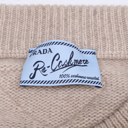 PRADA Beige Re-Cashmere Crewneck Sweater Size 52