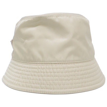 PRADA Triangle Logo Nylon Bucket Hat Beige Size M