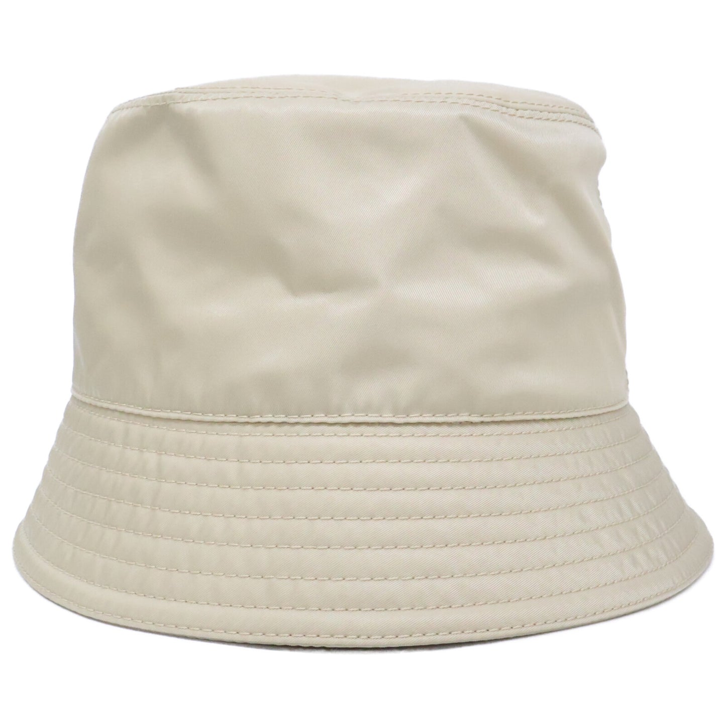 PRADA Triangle Logo Nylon Bucket Hat Beige Size M