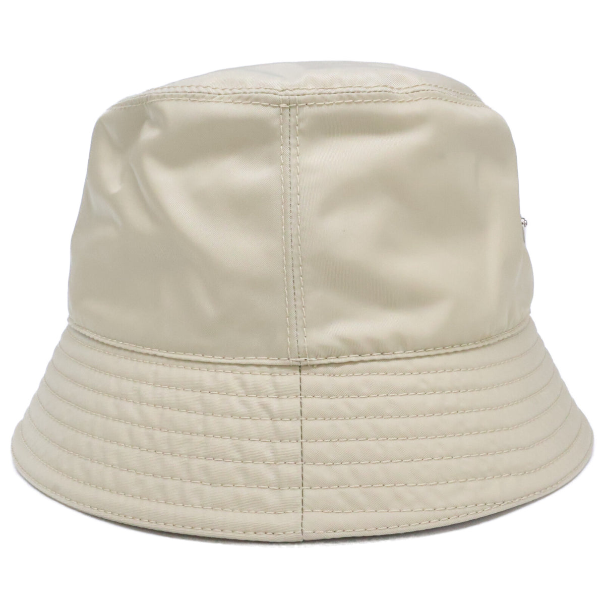 PRADA Triangle Logo Nylon Bucket Hat Beige Size M