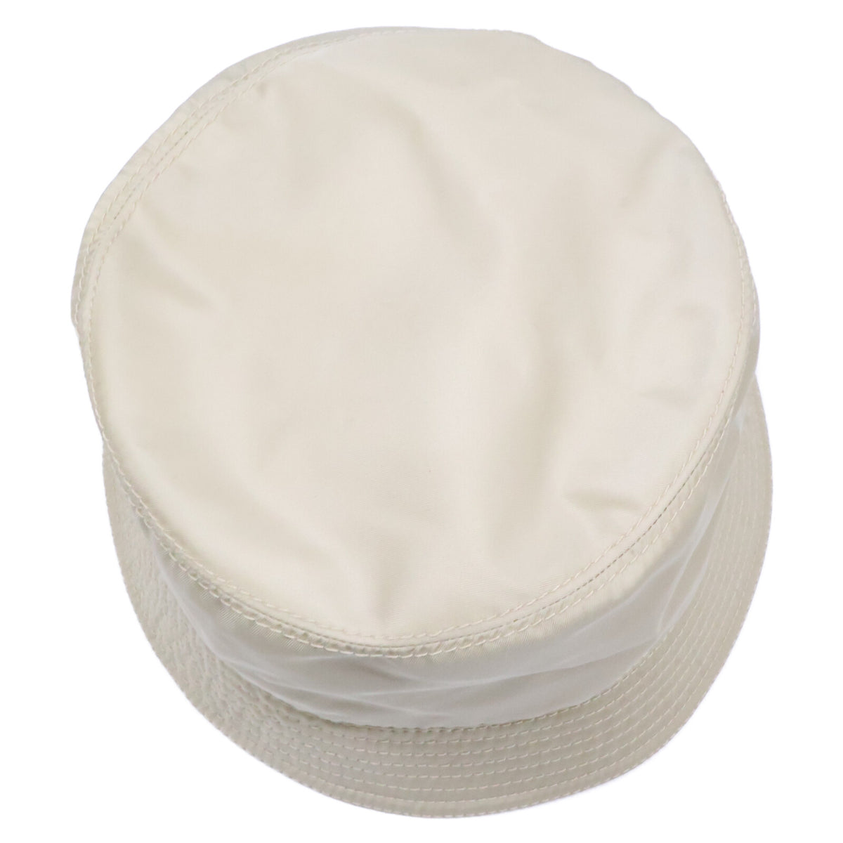 PRADA Triangle Logo Nylon Bucket Hat Beige Size M